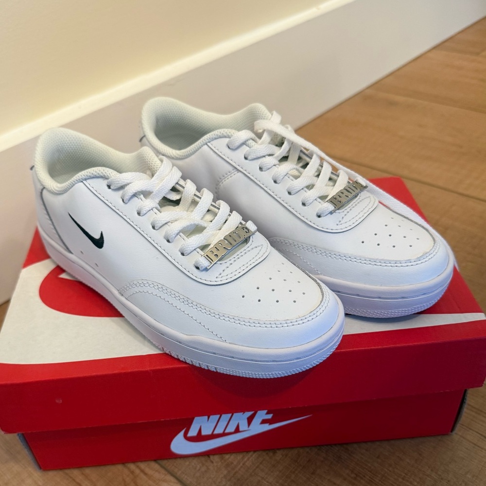 Nike Custom Bride Vintage White and Black Low-Top Sneakers
